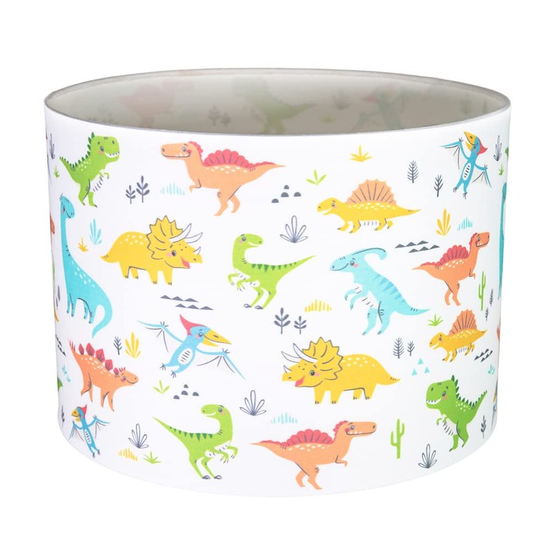 Modern and Colourful Dinosaurs Childrens Cotton Fabric Lamp or Pendant