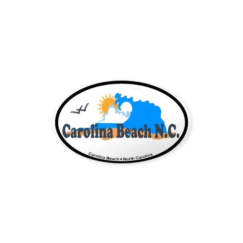 CafePress Carolina Beach NC Waves Design Oval Car Bumper Sticker