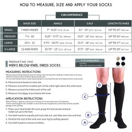 Truform Compression Socks, 8-15 mmHg, Men's Dress Socks, Knee High Over Calf Length, Black, Medium