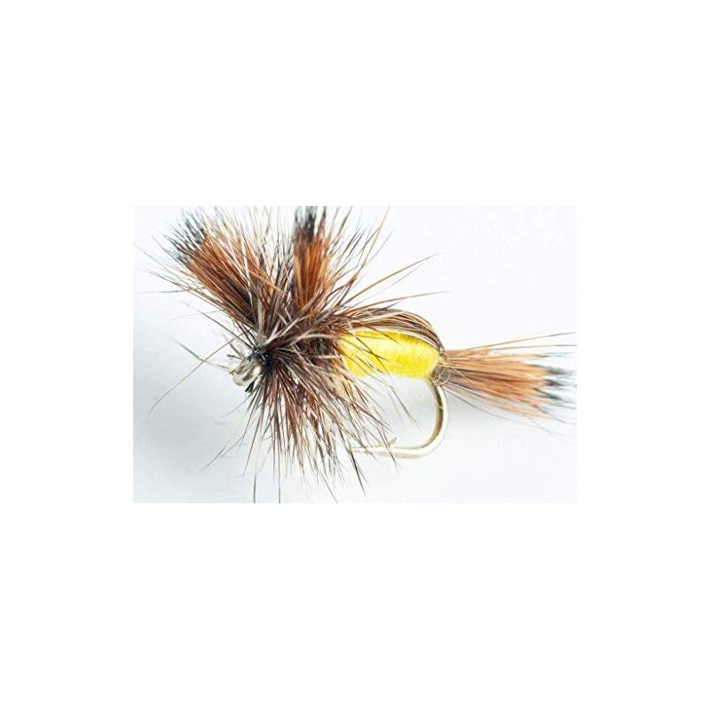 Blue Wing Olive Humpy Dry Fly, 6-Pack (Yellow) (#18)