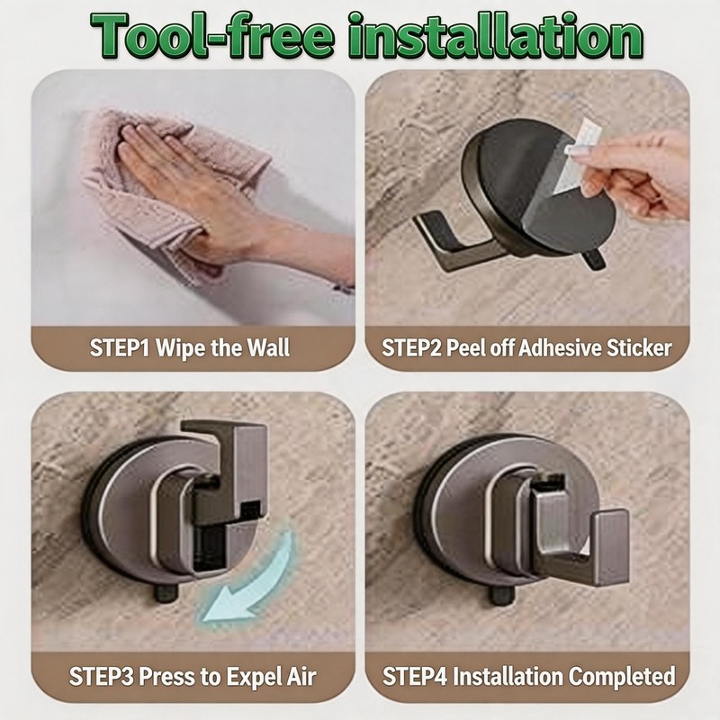 20Lbs Heavy Duty Vacuum Suction Hooks,No Drill for Bathroom,2 Pack