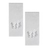 Bath Hand Towels, Set of 2 Grey Velour with Embroidered