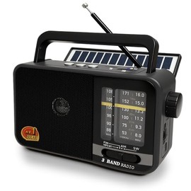 Portable Radio, Solar Radio with MP3 Music Player Bluetooth/USB/TF (Grey)