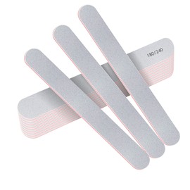 Stadux 12 PCs Professional Nail Files Double Sided Emery Boards 180/240 Grit, Fingernail Files for Natural/False Nails, Nail Styling Set for Home and Salon Use - White