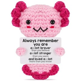 Weming Stocking Stuffers for Kids & Teen Girls – Mini Crochet Hippo Plush with Pun Card, Handmade 8–10cm, Cute, Kawaii Desk/Nightstand Decor, Secret Santa, Hippopotamus Toy