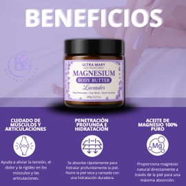 Magnesium Body Butter 4.23oz – Nighttime Lavender Cream – Natural & Vegan Lotion with Shea Butter, Jojoba Oil, Coconut Extract & Dandelion – Topical Relief for Muscle Tension – Kid-Friendly