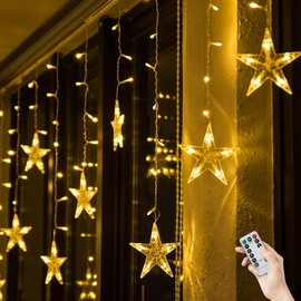 BLOOMWIN Light curtain star light chain curtain, USB 8 modes, mood lights, Christmas lighting for windows, doors, indoor star curtain.