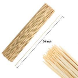 FLYPARTY Bamboo Marshmallow Roasting Sticks with 30 Inch 5mm Thick Extra Long Heavy Duty Wooden Skewers,Roaster Barbecue S'Mores Skewers Hot Dog Forks for Camping,Party,Kebab Sausage(120 Pcs)