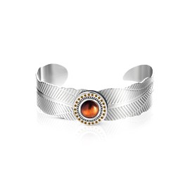 Andante Chunk Press Stud Charm with Eyes Brown For Chunk Bracelets, with Rings, with Key Ring and other with Accessories Includes Organza Pouch
