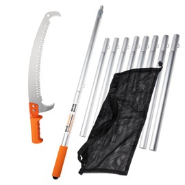 EZ Smart 14-Inch Lightweight Manual Pruning Saw with 21-Foot Extension Pole – Tree Pruner & Pole Saw Blade with Sharpened Hook Ends – Tree Trimming Saw, Branch Cutter, Garden Tool