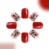 Red Press On Nails Short Square Glitter Fall Fake Nails