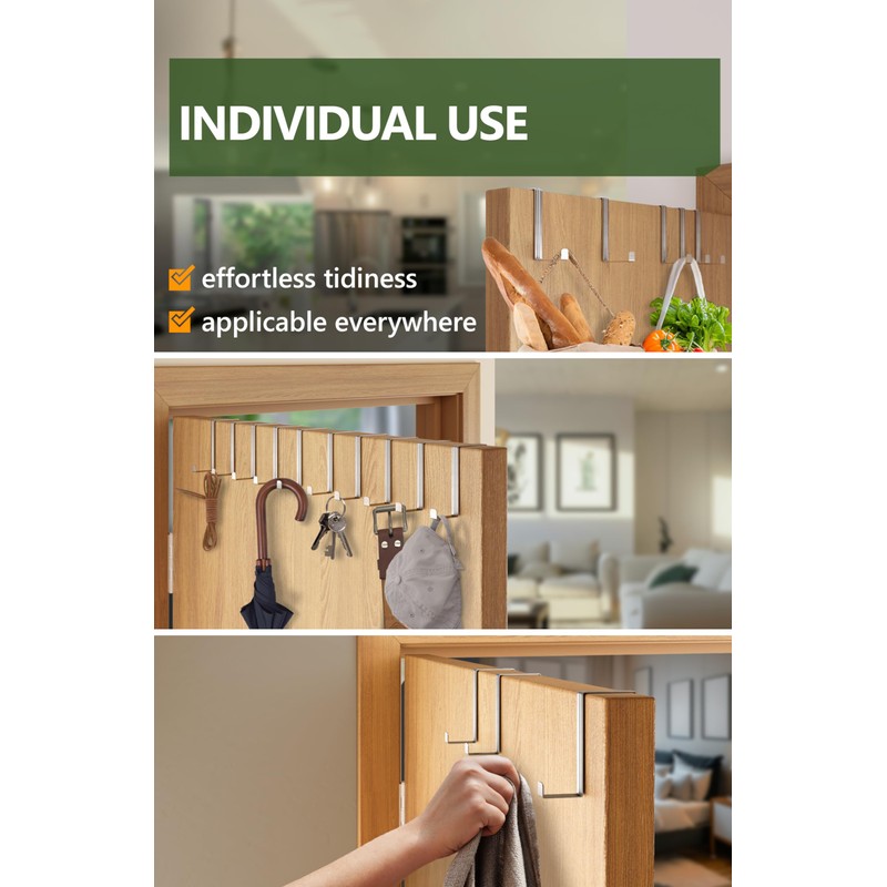 4smile Over Door Hanger Set of 10 – Silver Door