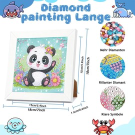 YarnWhimsy Panda Diamond Painting Children with Frame Diamond Art Pictures Panda, Animals Diamond Painting Children from 4 6 8 10 Years as a Gift for Home Wall Decor (18 x 18 cm)