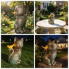 Cat Statues for Outside Garden Decor with Butterfly Solar Lights
