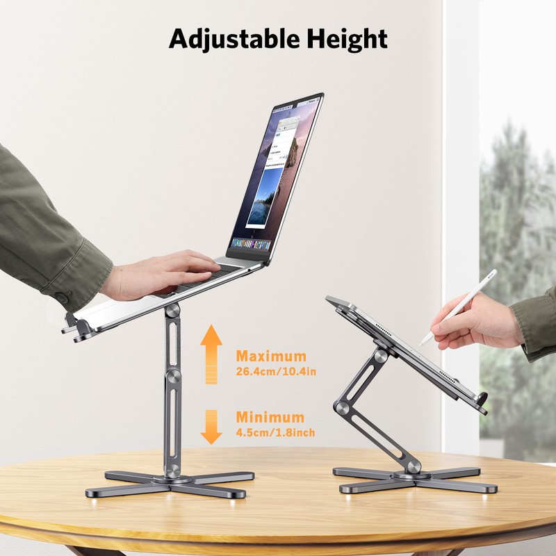 OMOTON 360° Rotating Laptop Stand Riser for Desk, Ergonomic Foldable