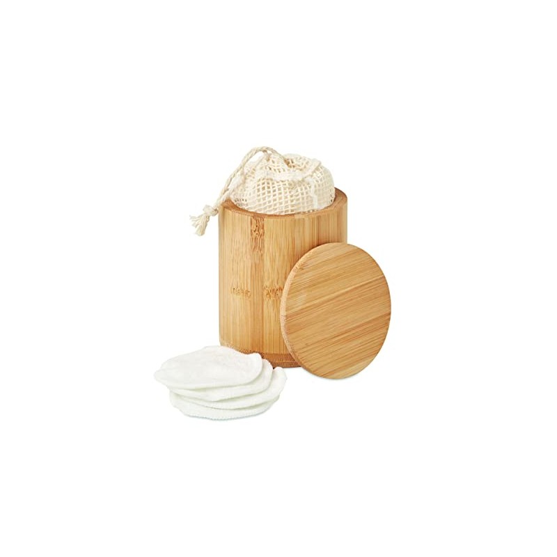 20 Reusable Bamboo Fibre Cleaning Pads in a Bamboo Box