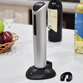 COSTWAY Cordless Electric Wine Bottle Opener Corkscrew Opener with Foil Cutter, ABS