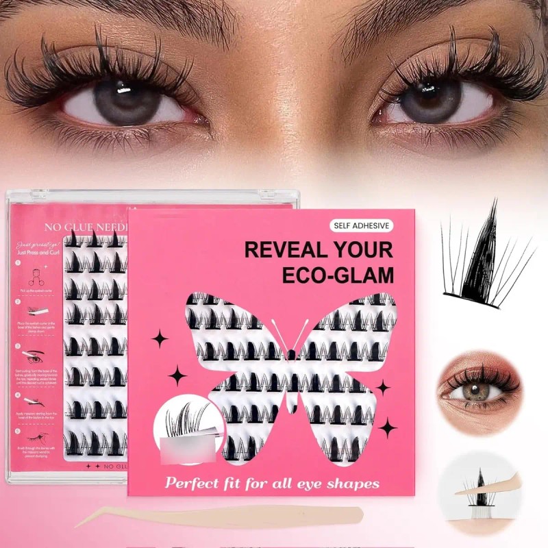 96 Pzs Pestañas Postizas Kit Completo Rosa Chicle Moonstone