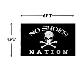 Masquita No Shoes Nation Flag 4x6FT,Pirate Flags for Indoor Outdoor,Vivid Color Double-Stitched Edges, Skull Crossbones Flag with 2 Brass Grommets. (4x6)