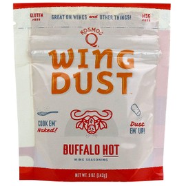 Kosmos Q Hot Buffalo Wing Dust, Spicy Chicken Wing Seasoning Powder for Wings, Popcorn, Fries & More, Bold Buffalo Flavor with Cayenne, Garlic, Blue Cheese, Dry Rub Dust for Grilling, 4.7 Oz Shaker