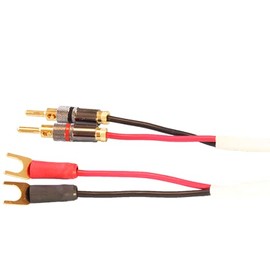 Blue Jeans Cable Ten White Speaker Cable, with Welded Terminations (Single Cable - for one Speaker), Assembled in USA (8 Foot, Bananas to Spades)