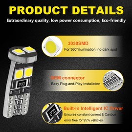 GLOFE 6000K White LED Interior Light Bulbs Kit Compatible with Install Tool Replacement for 2007-2019 2020 2021 Toyota Tundra - Upgrade Interior Perfect for Map Dome and License Plate Lights