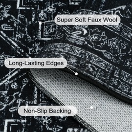 Uphome Long Washable Kitchen Runner Rug, 2x8 Soft Rug Runners for Hallways Non Slip, Farmhouse Entryway Runner Rugs Low Pile, Stain Resistant Modern Carpet Runner for Hallway Bedroom, Black