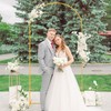 FANPROMS 7.2FT Wedding Arch Backdrop Stand with Spandex Arch Cover