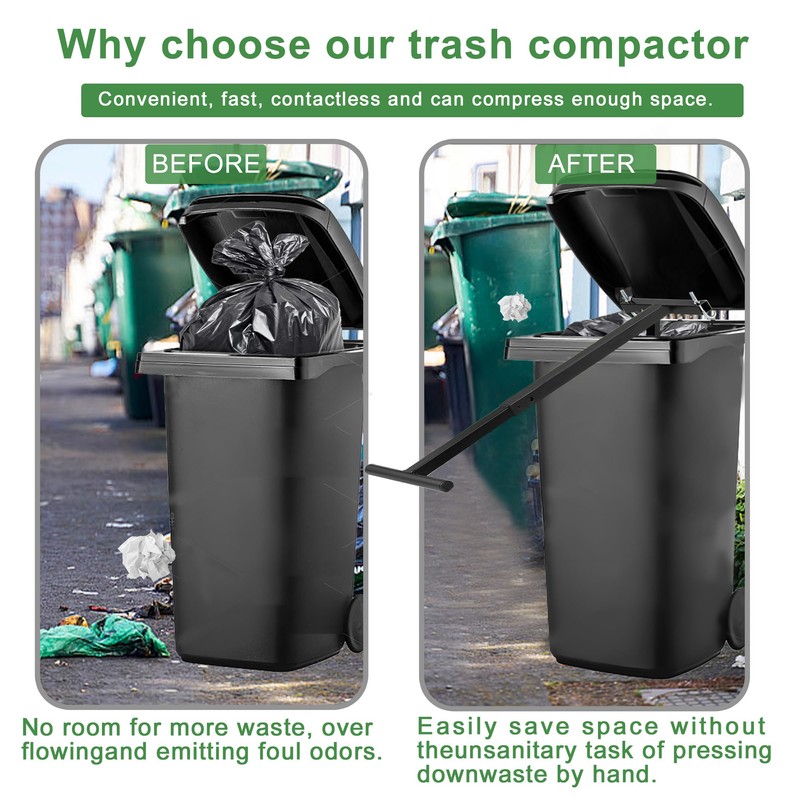 Manual Trash Compactor, Touchless Manual Trash Compactor Roadside Trash Can