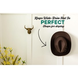 Luxury Cowboy Hat Rack (2-Pack) - Premium Wall-Mounted Cowboy Hat Holder, Elegant Cowboy Hat Rack for Wall Display, Perfect for Western Decor, Gold Stylish Hat Organizer