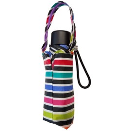 Totes Micro Mini Manual Umbrella, NeverWet technology, Purse Umbrella, Colorful Stripes, 38" arc Coverage
