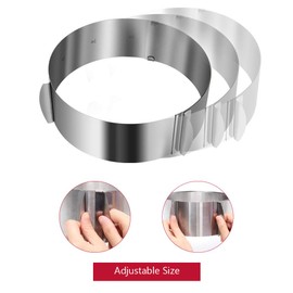 WIWAPLEX Anillo para tartas de 15,2 cm a 30,4 cm, redondo, ajustable, de acero inoxidable, para repostería
