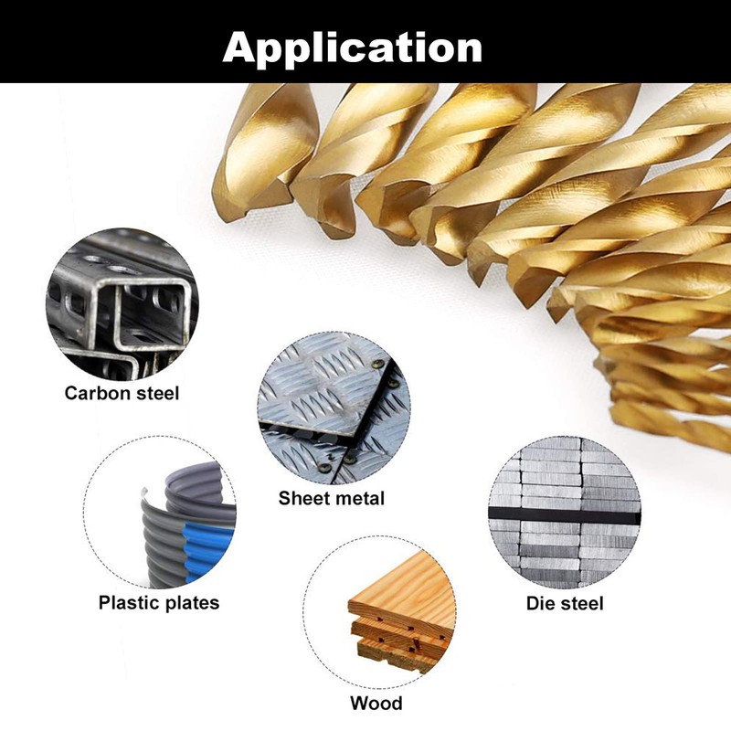 NORTOOLS Drill Bit Set HSS Round Shank TiN Coated Drill