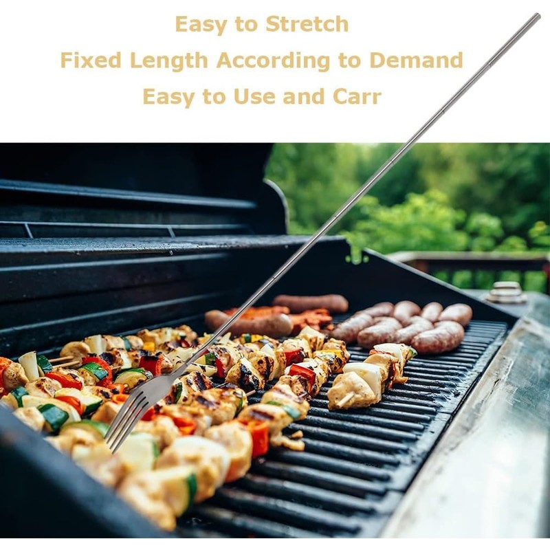 Nanddi Extendable Fork, Durable Stainless Steel Telescopic Fork Retractable Dinner