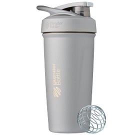 BlenderBottle Strada Shaker Cup Insulated Stainless Steel Water Bottle with Wire Whisk, 24-Ounce, Grey