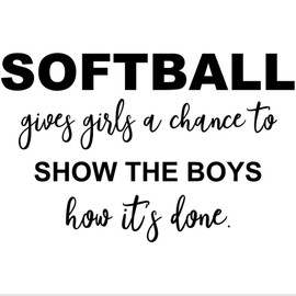 Girl Softball Silhouette Sticker, Softball Quote Wall Decor, Softball Pitcher Decal, 34"X36" Black