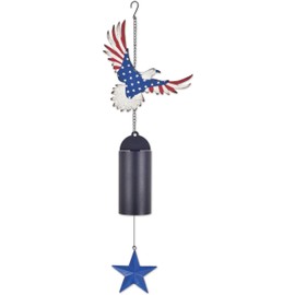 Sunset Vista Designs Garden Décor - Red White and Blue Americana Eagle for Porch Patio or Home Decoration, 23-Inch, Wind Bell