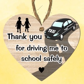 Thank You Taxi Driver Heart Plaque - Child Appreciation "Thank You For Keeping Me Safe" Keepsake School Kids Gift Sign