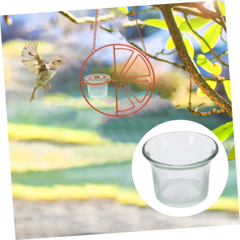 Levemolo Practical Glass Bird Feeder Cup Craftsmanship for Balcony or