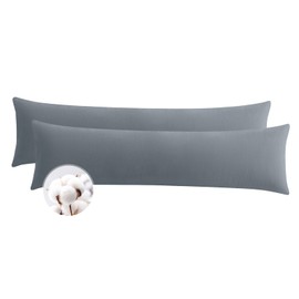 Aisbo Cushion Cover 40 x 145 cm Cotton Set of 2 - Soft Pillowcase 40 x 145 cm Grey with Zip 40 x 145 cm Grey Pillow Cover Pillowcase