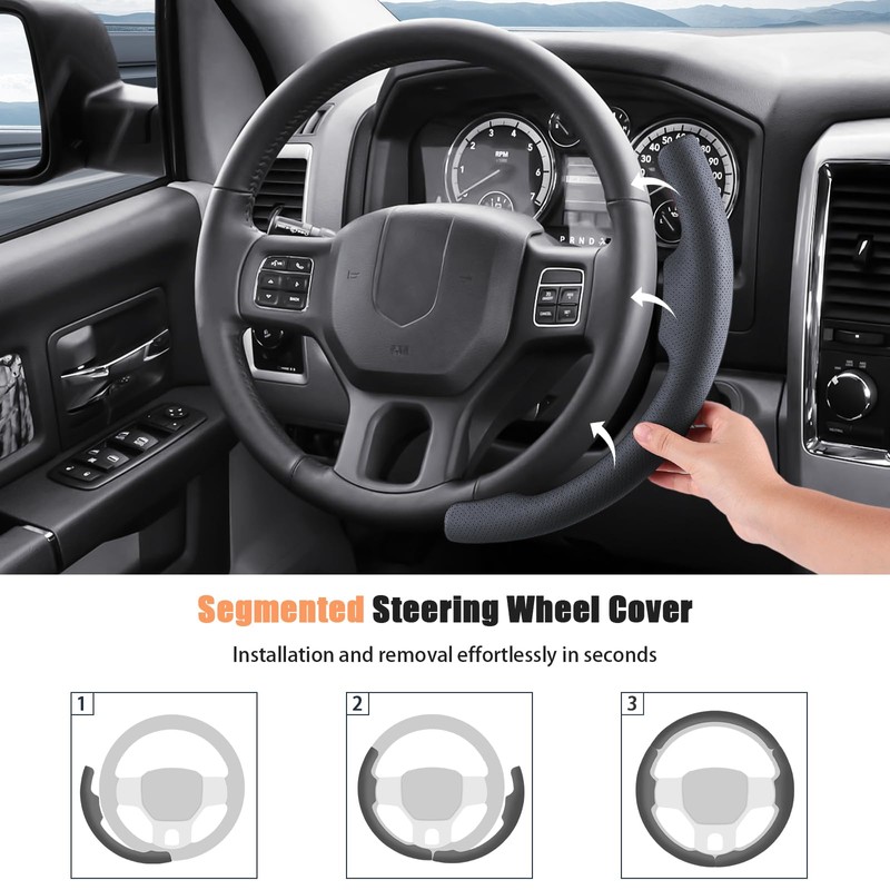Customized Steering Wheel Cover for 2012-2018 Dodge RAM 1500/2500/3500/4500