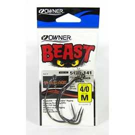 Owner BC Beast Twistlock 5130 Wide Gap Hook with Screw Spiral for Rubber Fish and Jigs, Offset Hook with Spiral, Jig Hook, Size / Package Contents: Size 8/0 - 3 Pieces