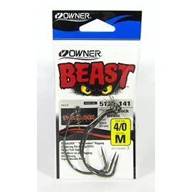Owner BC Beast Twistlock 5130 Wide Gap Hook with Screw Spiral for Rubber Fish and Jigs, Offset Hook with Spiral, Jig Hook, Size / Package Contents: Size 8/0 - 3 Pieces