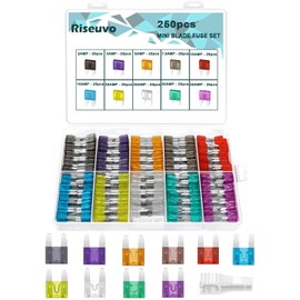 Riseuvo 250 Pcs Mini Fuse Kit - Automotive ATM Blade Fuses Assortment Kit for Cars, Trucks, RVs and Motorcycles with Fuse Puller (2A 3A 5A 7.5A 10A 15A 20A 25A 30A 35A)