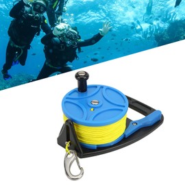 Anchor Rope Reel, Diving Reels Anchor Rope Spool Finger Reel Multi Purpose with Clip 83m Wire for Cave Exile Diving (Blue Wheel)