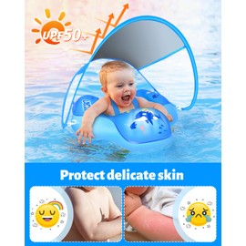 LAYCOL Baby Swimming Float with UPF50+ Sun Canopy Baby Floats for Pool No Flip Overbaby Pool for Baby Age of 3-36 Months