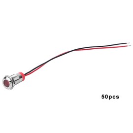 50pcs IP65 Waterproof BEM-10C High Quality Metal Warning LED Light Indicator 10mm(Red 12V)