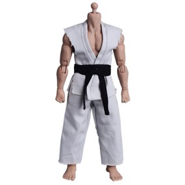 Meetoget 1/12 Scale Male Figure Doll Judo Clothes for 6 inch Action Figure Judo PM001US,White