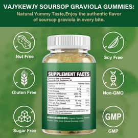 VAJYKEWJY VAJYKEWJY Soursop Graviola Gummies - 2000mg Extra Strength Soursop Leaves Extract, Vitamin C, Zinc & Whole Natural Food for Immunity, Vegan, 60 Gummies