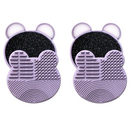 2 Pack Makeup Brush Cleaning Mat with Color Removal Sponge, 2 in 1 Design Silicone Cleaner Pad for Dry Brush Color Switch and Wet Cleaning Brush Color Removes Shadow Color(2pcs)
